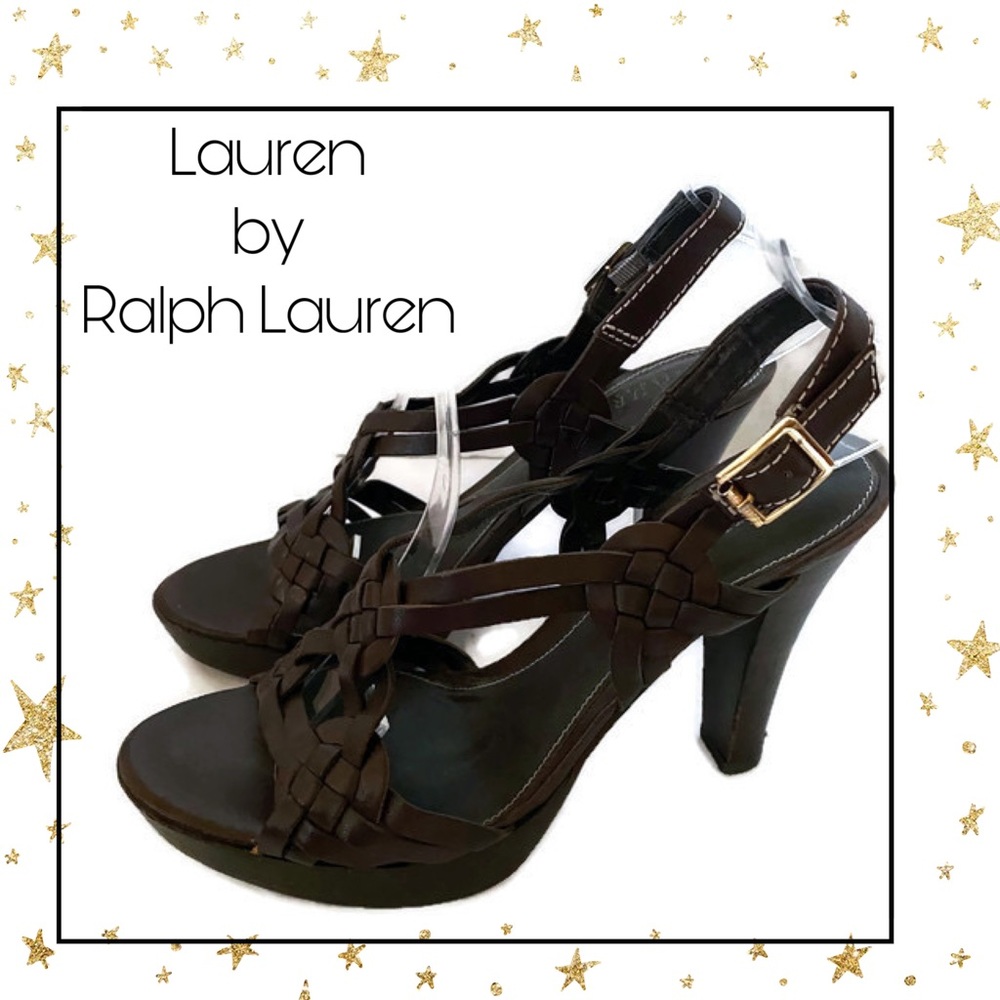 Lauren by Ralph Lauren Brown Leather Heels 7.5 - Picture 1 of 7
